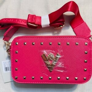 Valentino Pink Crossbody Bag with Gold Accents